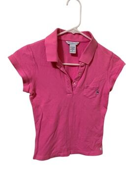 Iconic ABERCROMBIE VTG Pink Polo Shirt S  “Auth Shrunken Baby Tee” Mallcore Y2K